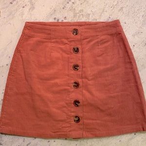 Corduroy Button-Down Mini Skirt - Size S